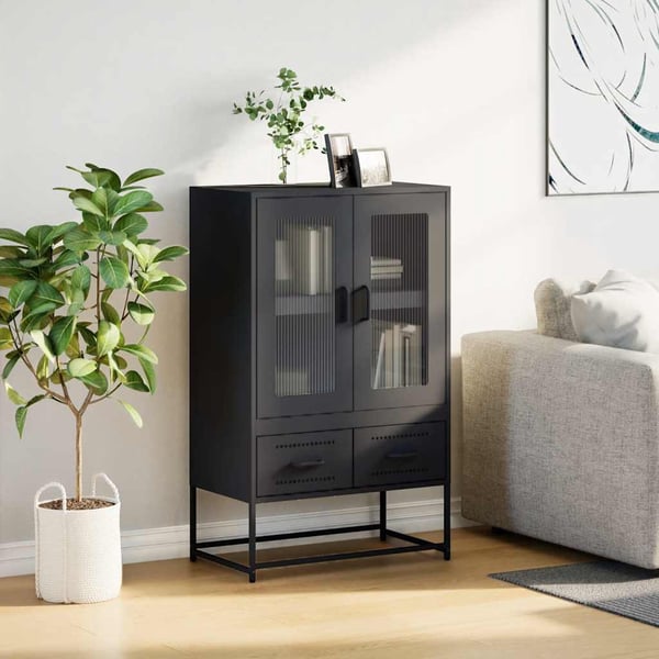 vidaXL Highboard svart 68x39x111,5 cm stål