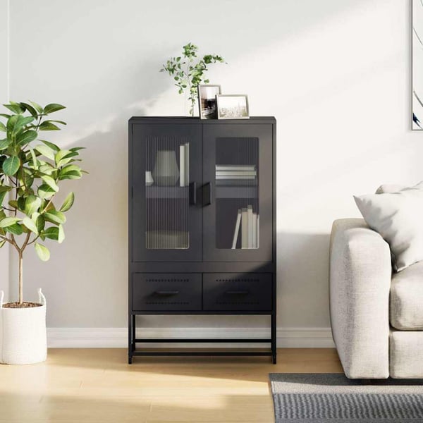 vidaXL Highboard svart 68x39x111,5 cm stål