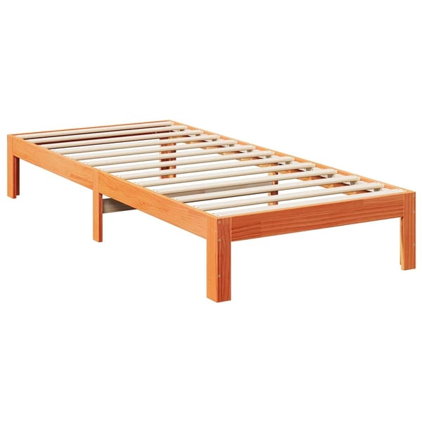 vidaXL Sengeramme uten madrass voksbrun 90x200 cm heltre furu