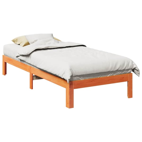 vidaXL Sengeramme uten madrass voksbrun 80x200 cm heltre furu