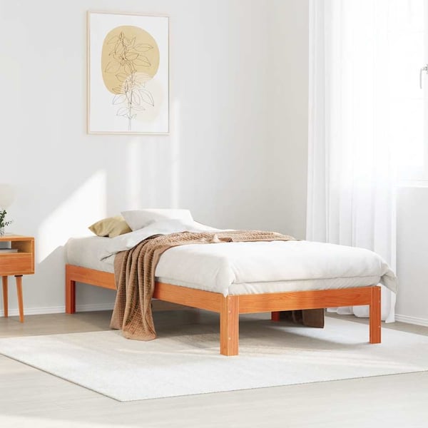 vidaXL Sengeramme uten madrass voksbrun 80x200 cm heltre furu