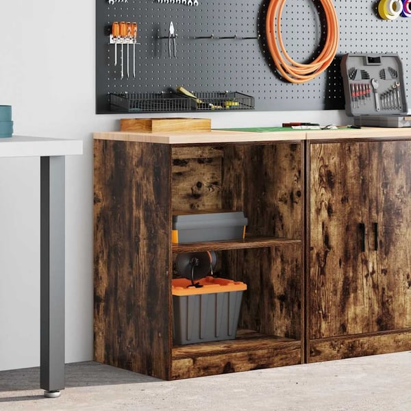 vidaXL Garageopbevaringsskab røget eg 60x51x85 cm massivt træ fyrretræ