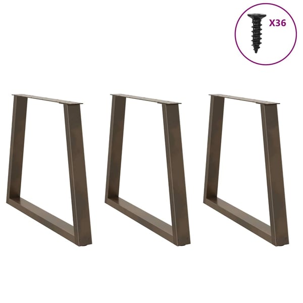 vidaXL Spisebordben V-formet 3 stk naturstål 80 x (72-73,3) cm stål
