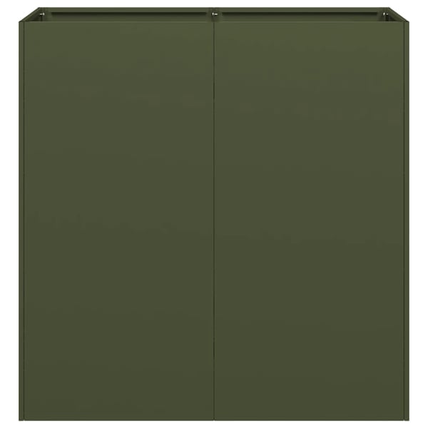 vidaXL Plantekasse olivengrønn 80x40x80 cm kaldvalset stål