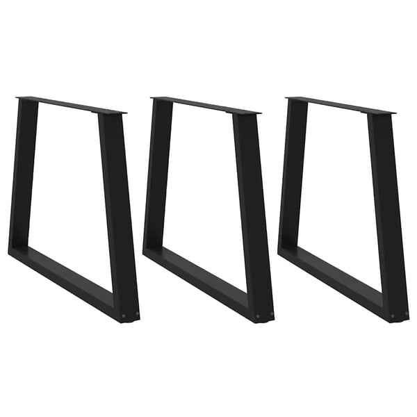 vidaXL Spisebordben V-formet 3 stk svart 100x(72-73,3) cm stål