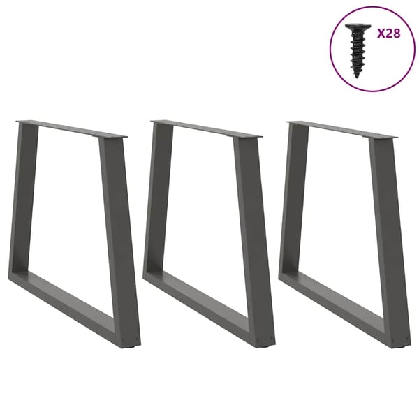 vidaXL Spisebordben V-formet 3 stk antrasitt 90 x (72-73,3) cm stål