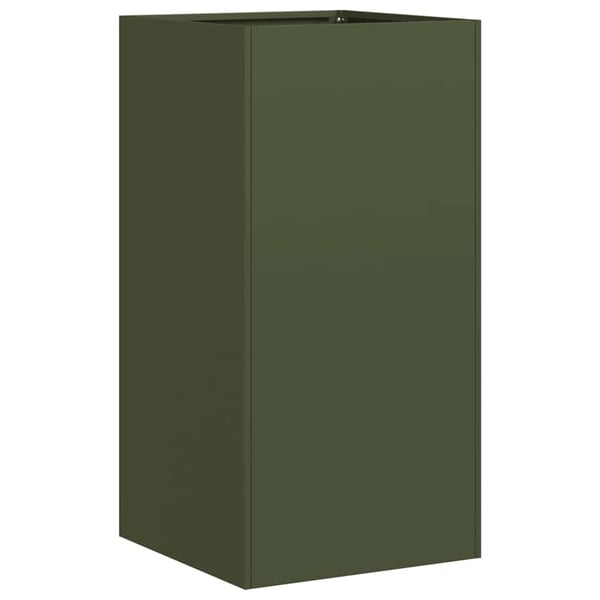 vidaXL Plantekasse olivengrønn 40x40x80 cm kaldvalset stål