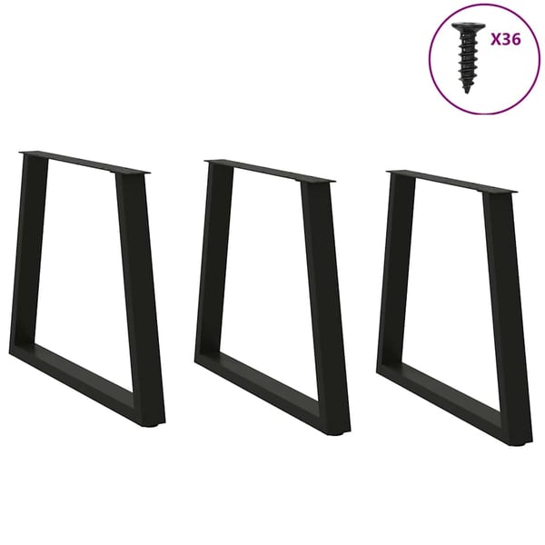 vidaXL Spisebordben V-formet 3 stk svart 80 x (72-73,3) cm stål