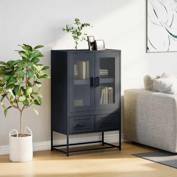 vidaXL Highboard antrasitt 68x39x111,5 cm stål