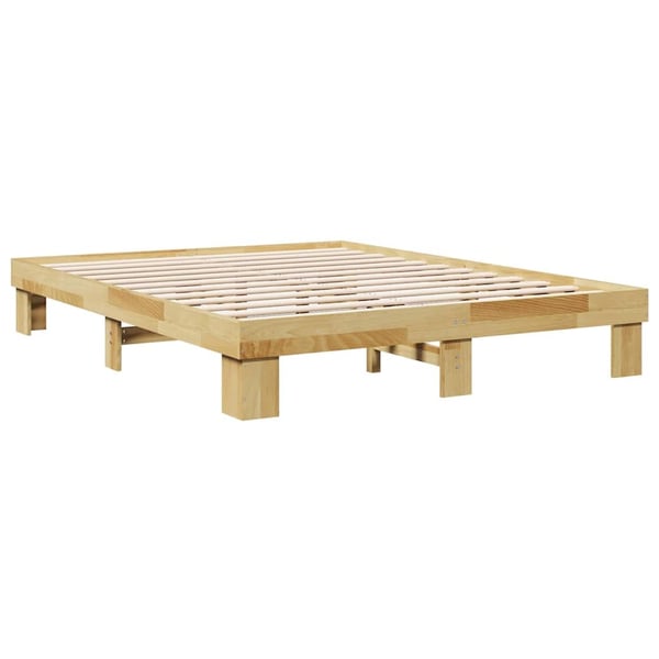 vidaXL Sengeramme uten madrass 135x190 cm heltre eik