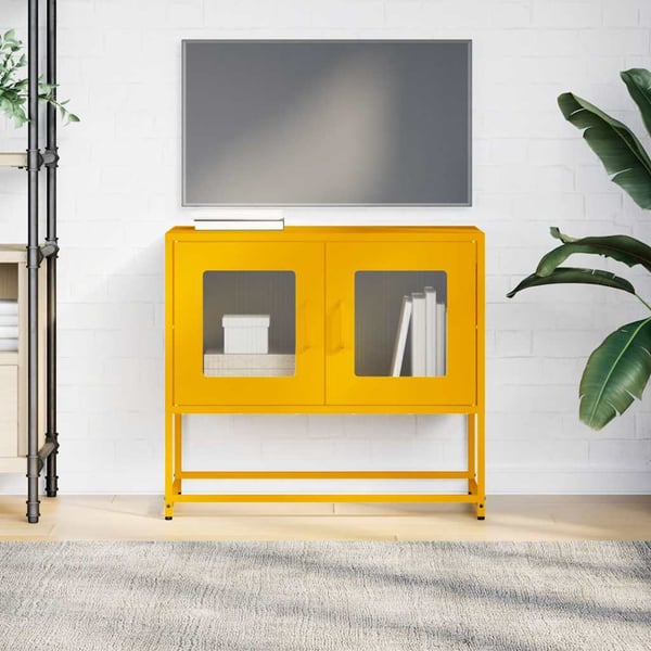 vidaXL tv-bord 68x39x60,5 cm koldvalset stål sennepsgul