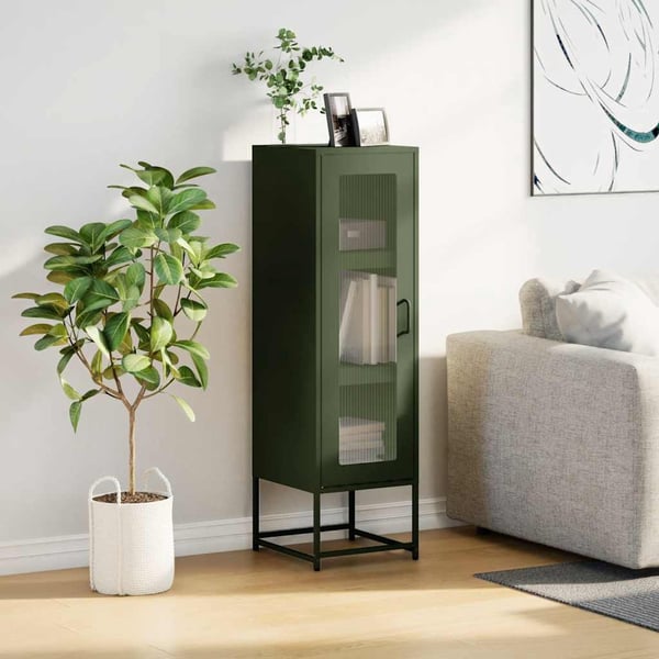 vidaXL Highboard Oliivinvihreä 36x39x123 cm Kylmävalssattu teräs