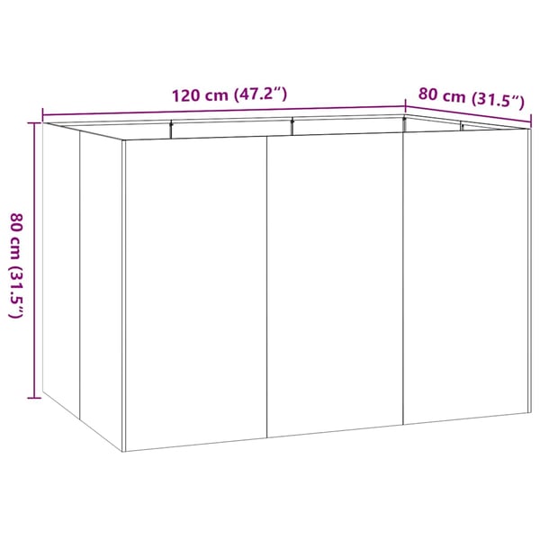 vidaXL Plantekasse hvit 120x80x80 cm stål