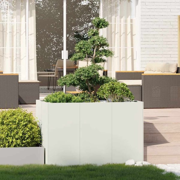 vidaXL Plantekasse hvit 120x80x80 cm stål