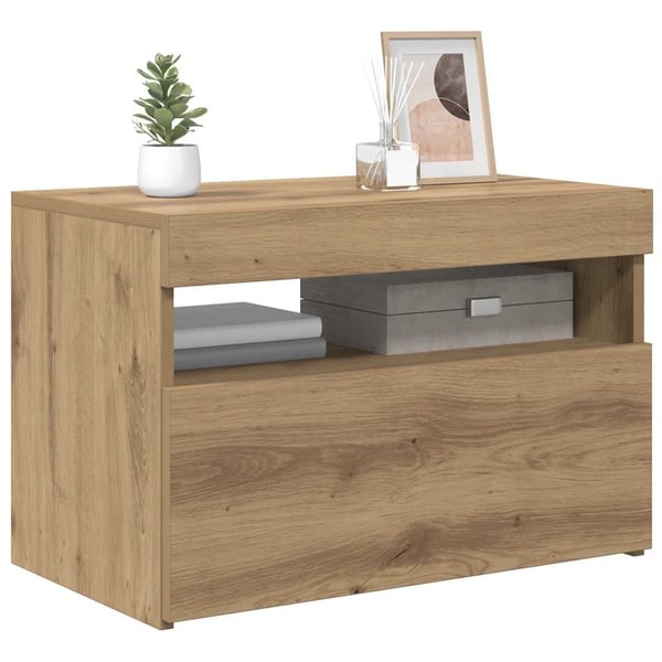 vidaXL TV-benk med LED-lys artisan eik 60x35x40 cm konstruert tre