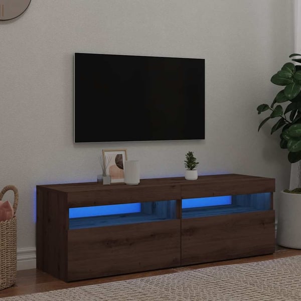 vidaXL tv-borde med LED-lys 2 stk. konstrueret træ kunsteg