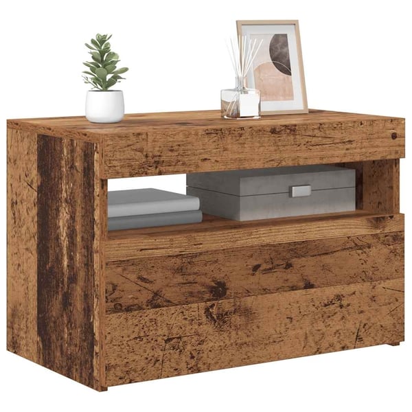 vidaXL TV-benk med LED-lys gammelt tre 60x35x40 cm konstruert tre