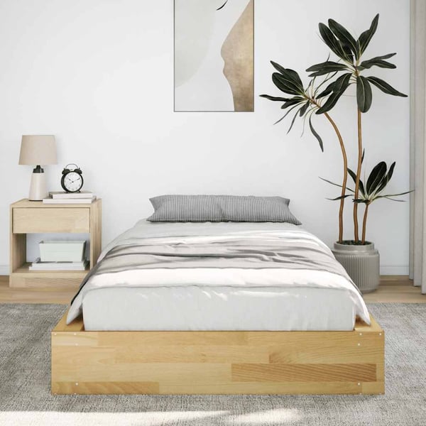 vidaXL Sengeramme uden madras 90x190 cm Massivt træ Eg