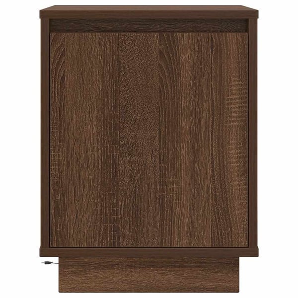 vidaXL Nattbord med LED brun eik 38x34x50 cm
