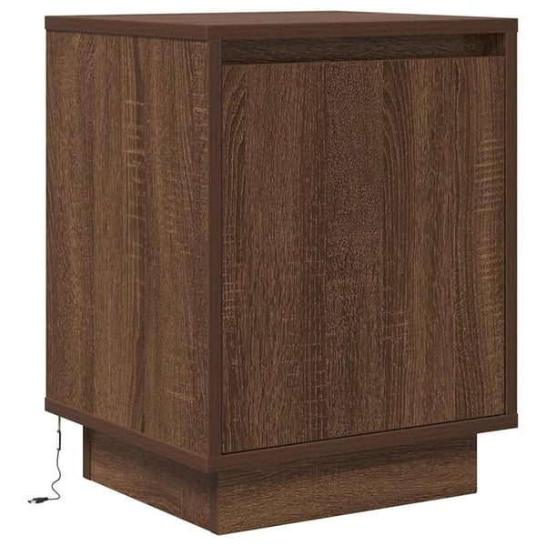 vidaXL Nattbord med LED brun eik 38x34x50 cm