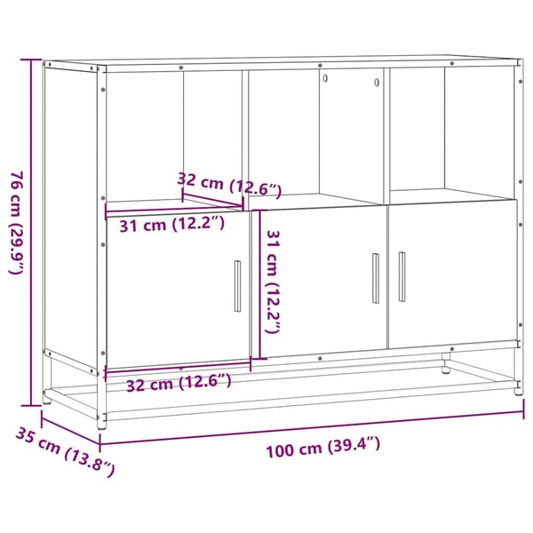 vidaXL Skjenk brun eik 100x35x76 cm konstruert tre