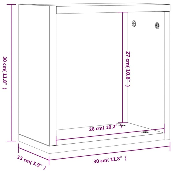 vidaXL Vegghyller kubeformet 2 stk røkt eik 30x15x30 cm