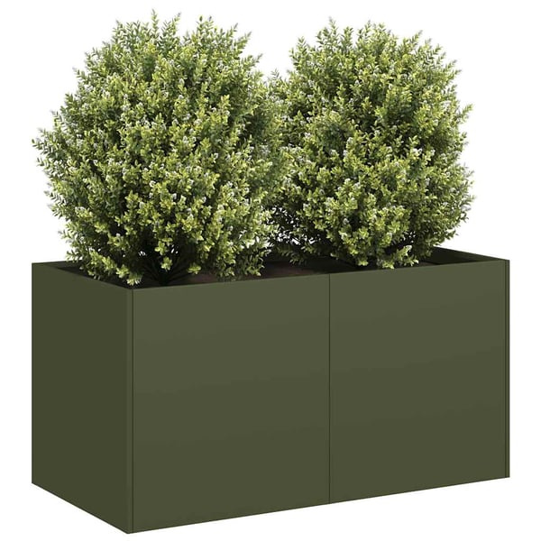 vidaXL Kukkalaatikko oliivinvihreä 80x40x40 cm kylmävalssattu teräs