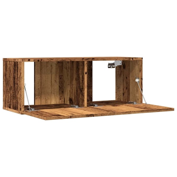 vidaXL Veggmonterte TV-benker 2 stk gammelt tre 80x30x30 cm