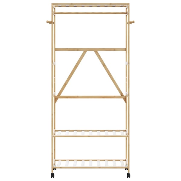 vidaXL Klesstativ med hyller og hjul 90x40x179,5 cm bambus