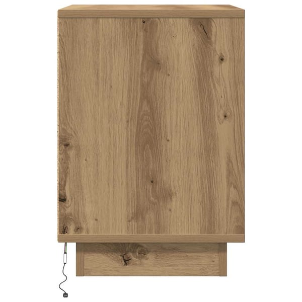 vidaXL Nattbord med LED artisan eik 38x34x50 cm