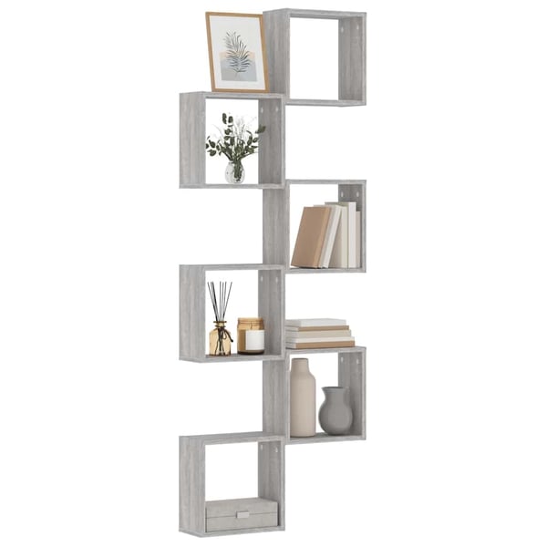 vidaXL Wall Cube Hyllyt 6 kpl Harmaa Sonoma 30x15x30 cm