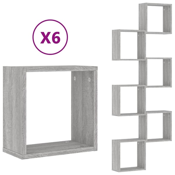 vidaXL Vegghyller kubeformet 6 stk grå sonoma 30x15x30 cm