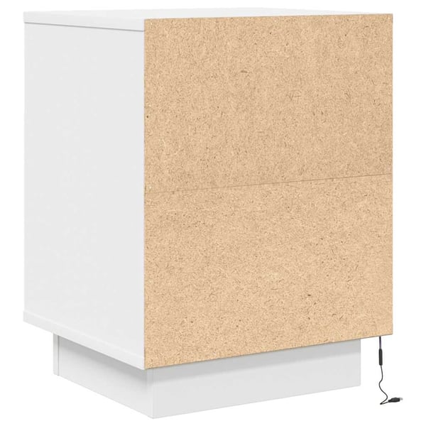 vidaXL Nattskap med LED-lys Hvit 38x34x50 cm