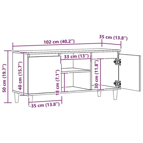 vidaXL TV-benk artisan eik 102x35x50 cm konstruert tre