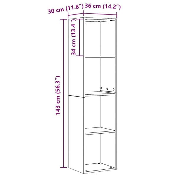 vidaXL Bokhylle/TV-benk artisan eik 36x30x143cm konstruert tre