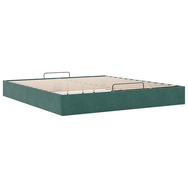 vidaXL osmannisk sengeramme uden madras 200x200 cm fløjl mørkegrøn