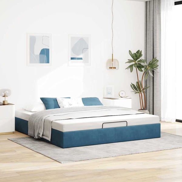 vidaXL osmannisk sengeramme uden madras 200x200 cm fløjl mørkeblå