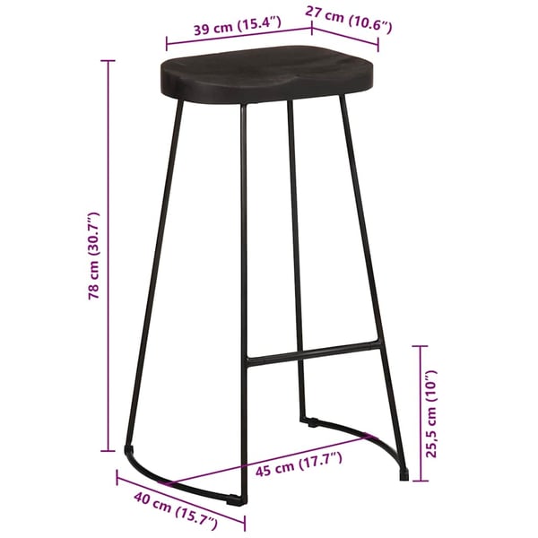 vidaXL Barkrakker 2 stk sort 45x40x78 cm heltre mango