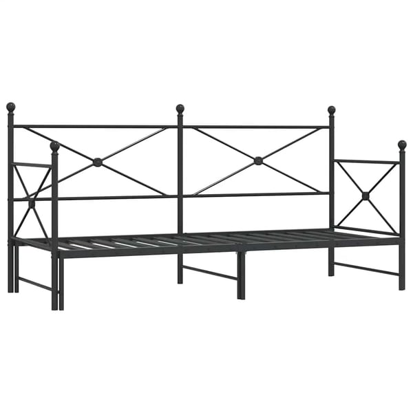 vidaXL Dagbädd med rull utan madrass svart 90x200 cm stål
