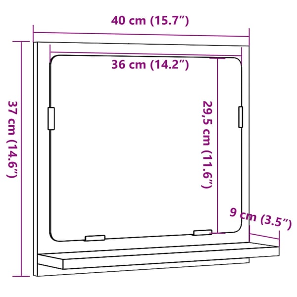 vidaXL Baderomshylle med speil gammelt tre 40x11x37 cm konstruert tre