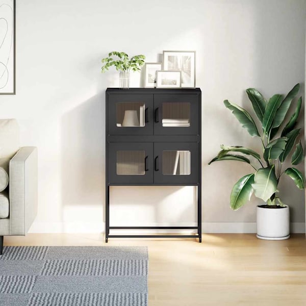 vidaXL Highboard Sort 68x39x107 cm Stål