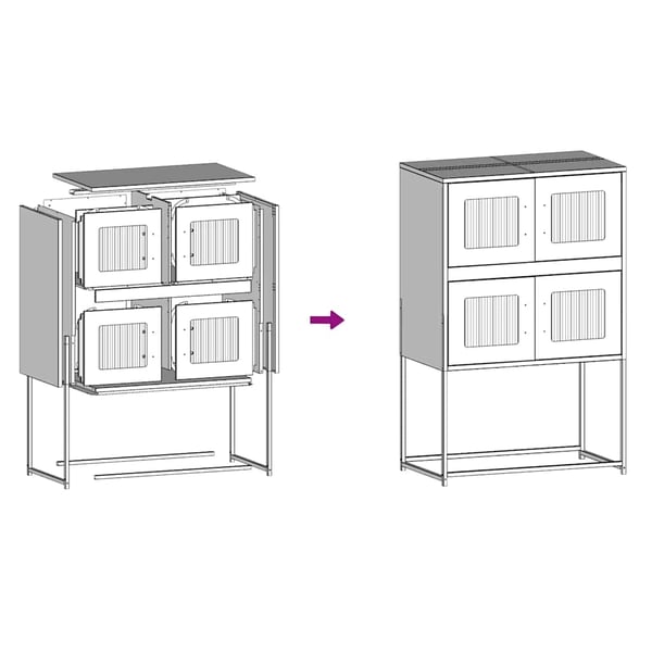 vidaXL Highboard Sort 68x39x107 cm Stål