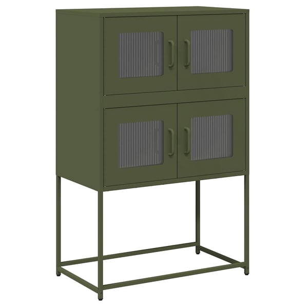 vidaXL Highboard Olivengrønn 68x39x107 cm Stål