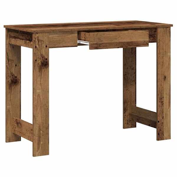 vidaXL skrivebord 100x45x75 cm konstrueret træ antikt træ