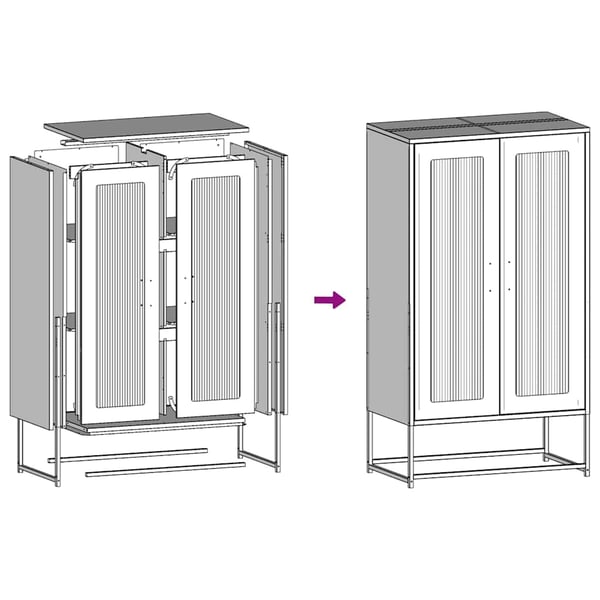 vidaXL Highboard Valkoinen 68x39x123 cm Teräs