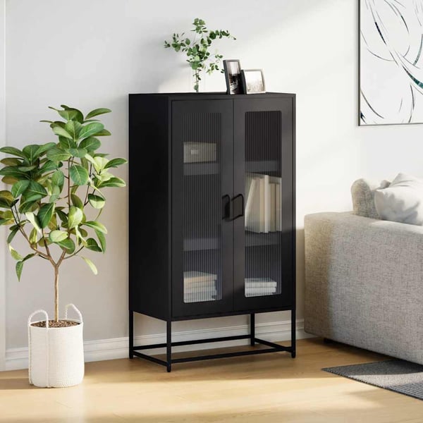 vidaXL Highboard Musta 68x39x123 cm Teräs