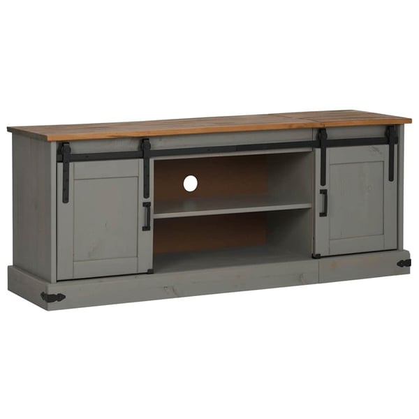 vidaXL tv-bord HALDEN 2 skydedøre 150x40x60 cm massivt træ grå