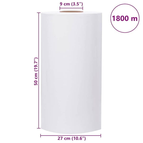 vidaXL Landbruksstrekkfilm hvit 25 µm 50 cm x 1800 m