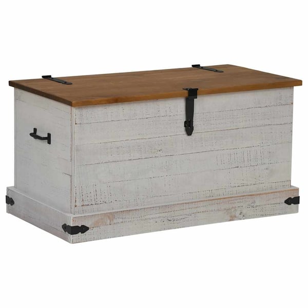 vidaXL opbevaringskiste HALDEN 91x48x47 cm massivt fyrretræ hvid