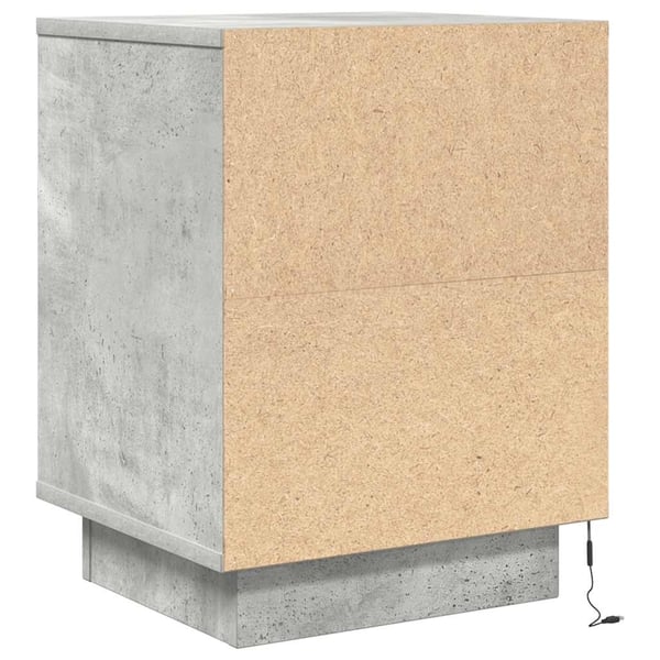 vidaXL Nattbord med LED betonggrå 38x34x50 cm